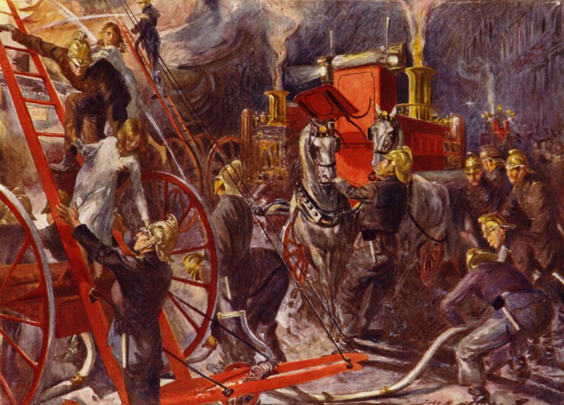 Brandweer aan het werk door John Henry Frederick (after) Bacon