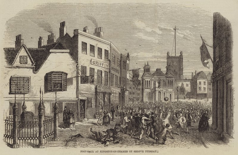 Voetbal in Kingston-on-Thames op Vastenavond door John Jessop Hardwick