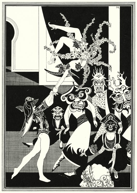 Illustratie voor Het Verhaal van Aladdin en de Wonderlamp door John Kettelwell