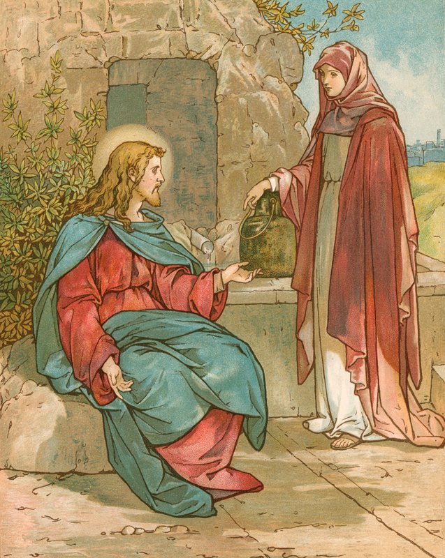 Christus en de vrouw van Samaria door John Lawson