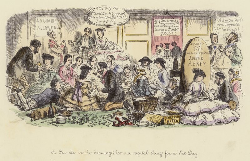 Een picknick in de woonkamer, een geweldige zaak voor een regenachtige dag door John Leech