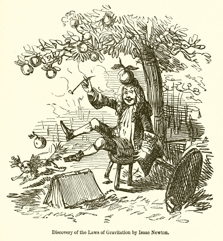 Ontdekking van de wetten van de zwaartekracht door Isaac Newton door John Leech