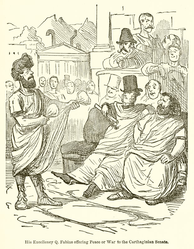 Zijne Excellentie Q. Fabius Biedt Vrede of Oorlog aan de Carthaagse Senaat door John Leech