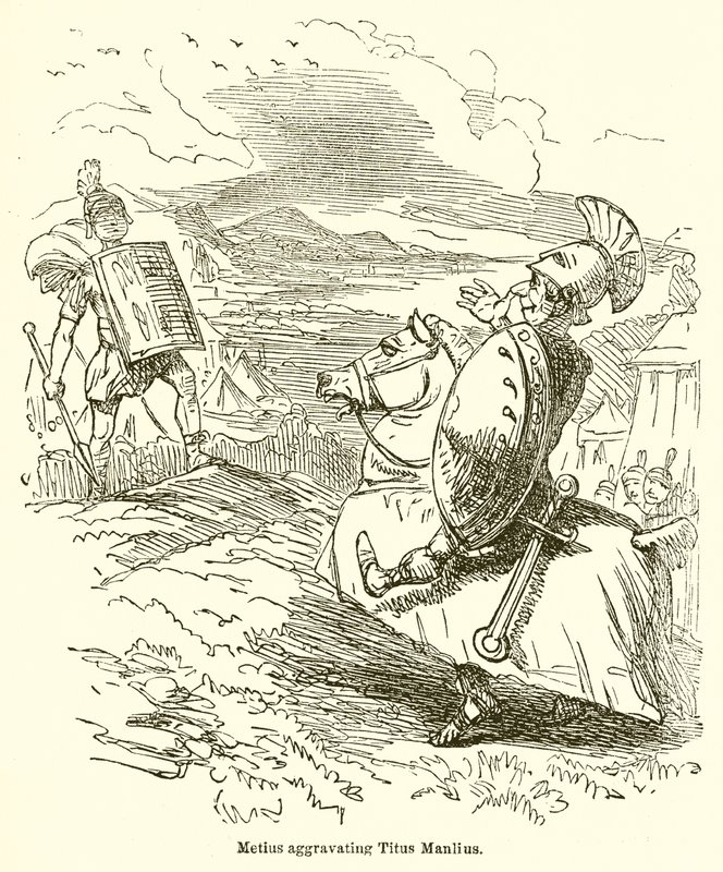 Metius die Titus Manlius irriteert door John Leech