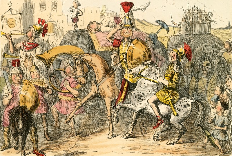 Pyrrhus arriveert in Italië met zijn troep door John Leech