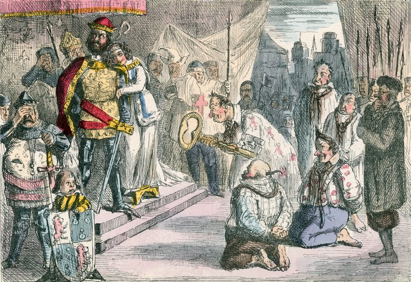 Koningin Philippa pleit bij Edward III voor de zes burgers van Calais door John Leech