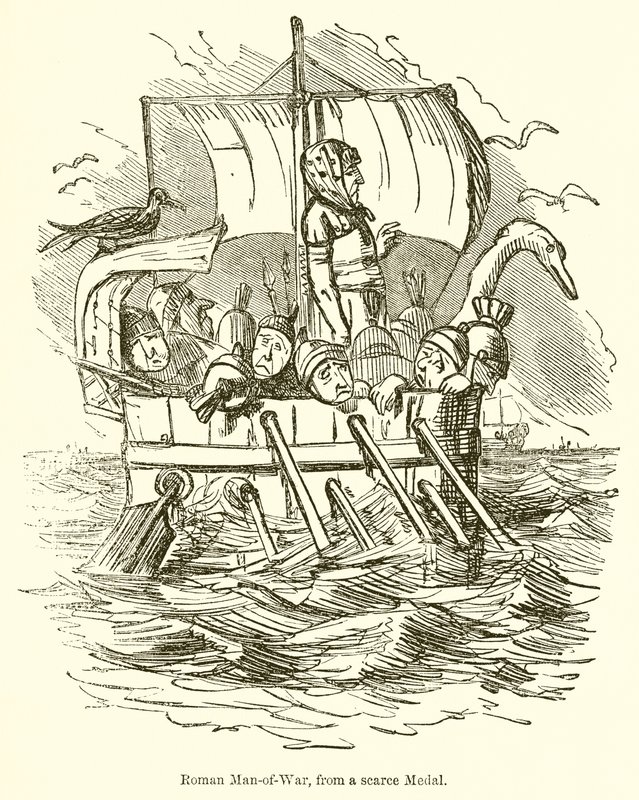 Romeins oorlogsschip, van een zeldzame medaille door John Leech