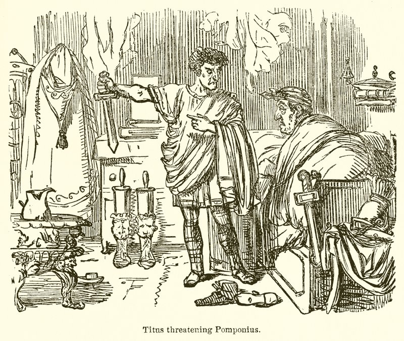 Titus Bedreigt Pomponius door John Leech