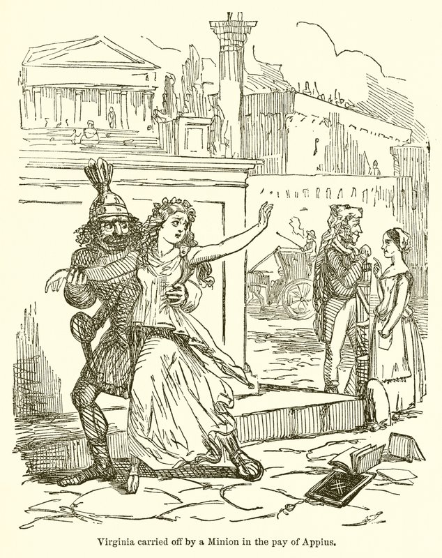 Virginia weggerukt door een Minion in de Dienst van Appius door John Leech
