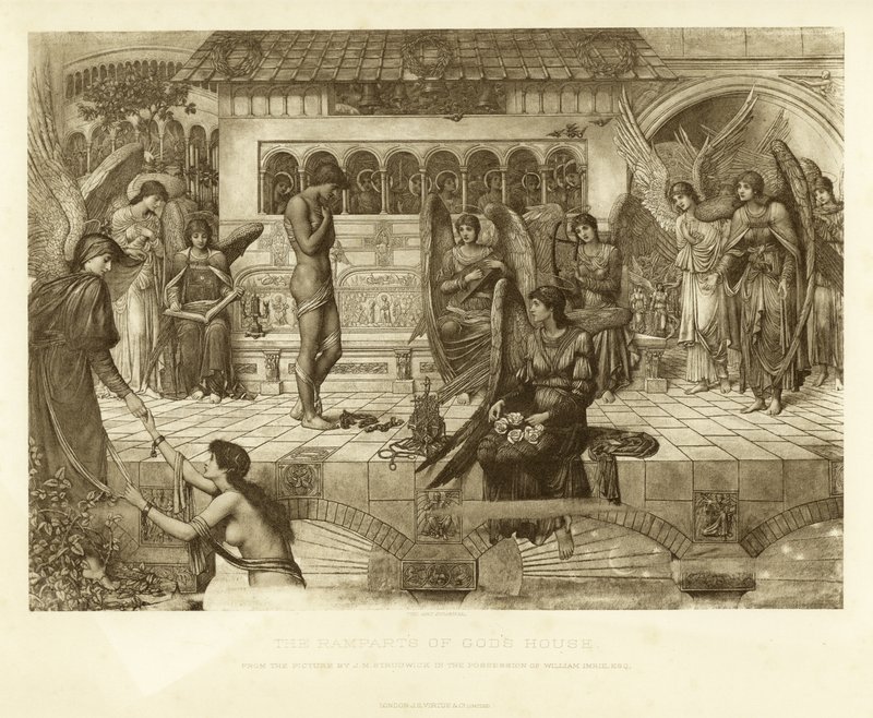 De wallen van Gods huis door John Melhuish Strudwick