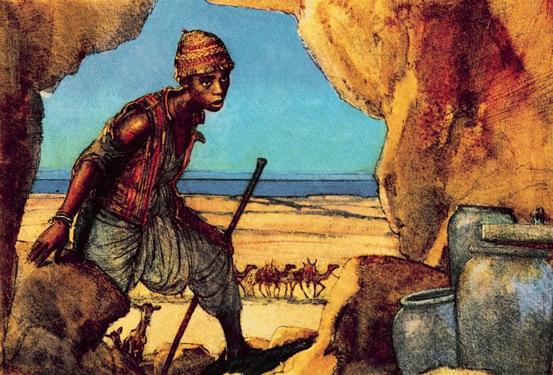 Jongen ontdekt de dode zee rollen door John Millar Watt