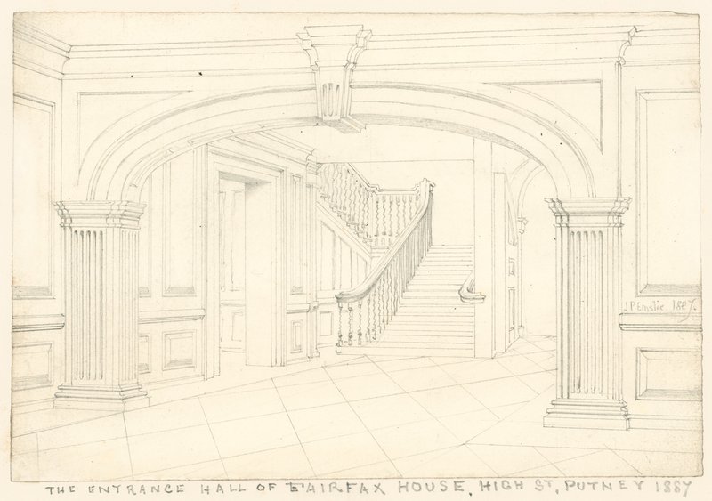De ingangshal van Fairfax House, High Street, Putney, Londen door John Phillipp Emslie