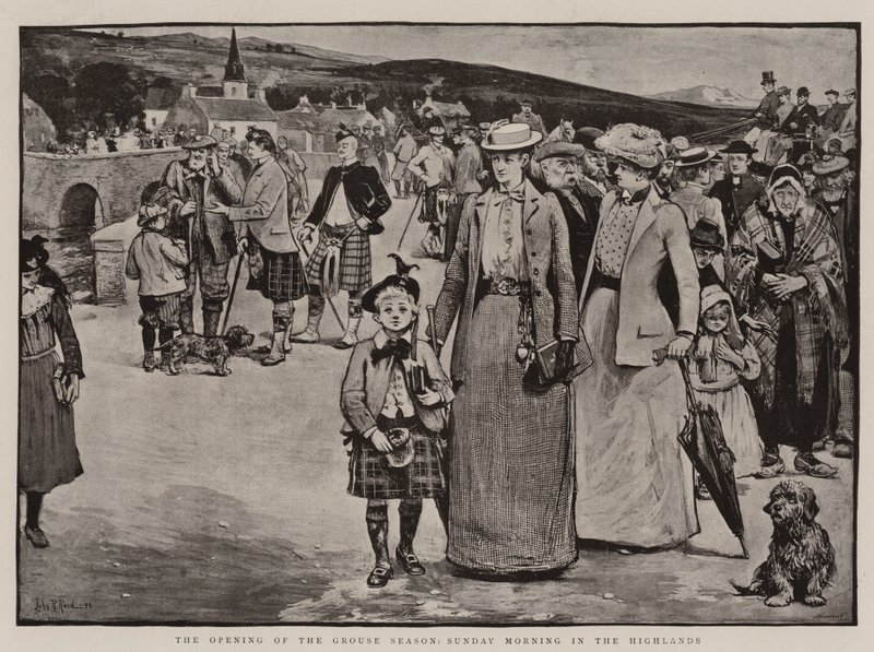 De opening van het korhoenseizoen, zondagochtend in de Hooglanden door John Robertson Reid