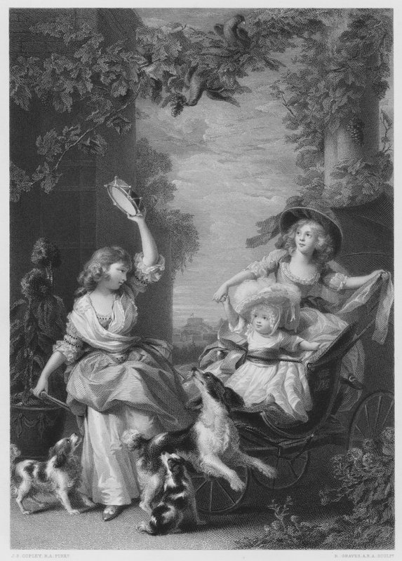 De Koninklijke Prinsessen, Kinderen van George III, van het schilderij in de Koninklijke Collectie (gravure) door John Singleton (after) Copley