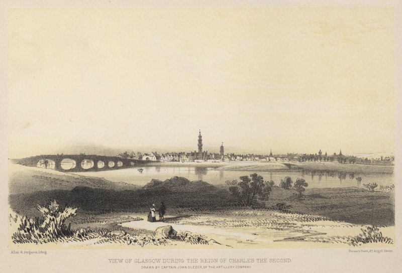 Uitzicht op Glasgow tijdens het bewind van Karel de Tweede door John Slezer