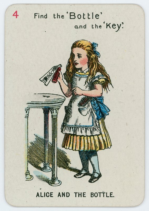 Alice en de fles door John Tenniel