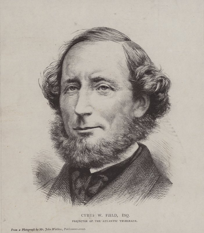 Cyrus West Field, Amerikaanse financier betrokken bij het leggen van de eerste trans-Atlantische telegraafkabel in 1858 door John Watkins