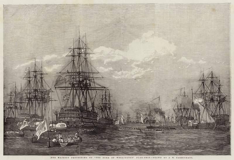 Hare Majesteit op weg naar het vlaggenschip van de hertog van Wellington door John Wilson Carmichael