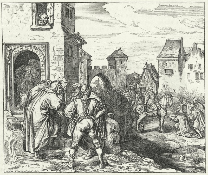 Gustav Adolphus van Zweden betreedt München, 1632 door Josef Mathias Trenkwald