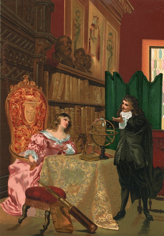 Descartes bespreekt filosofie met koningin Christina van Zweden door Josep or Jose Planella Coromina