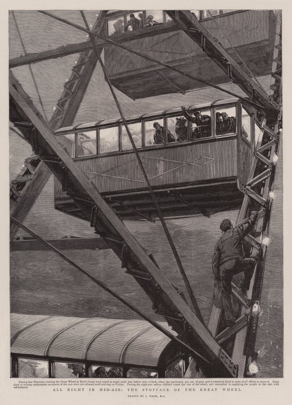 De Hele Nacht in de Lucht, de Stop van het Grote Wiel door Joseph Nash