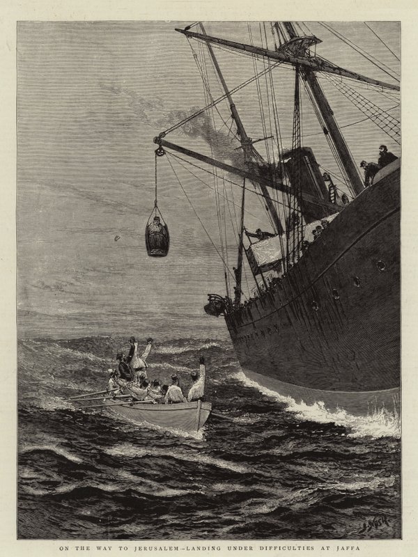 Op weg naar Jeruzalem, landing onder moeilijkheden bij Jaffa door Joseph Nash