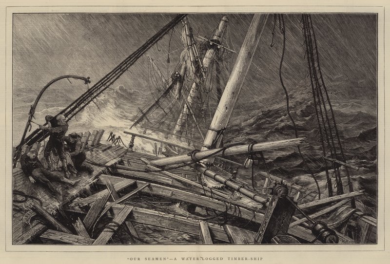 Onze zeelieden, een door water gelogde houtschip door Joseph Nash