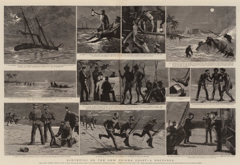 Opmeten aan de Kust van Nieuw-Guinea, een Nocturne door Joseph Nash