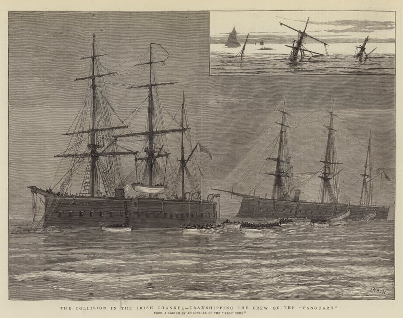 De Botsing in het Ierse Kanaal, het Overzetten van de Bemanning van de Vanguard door Joseph Nash
