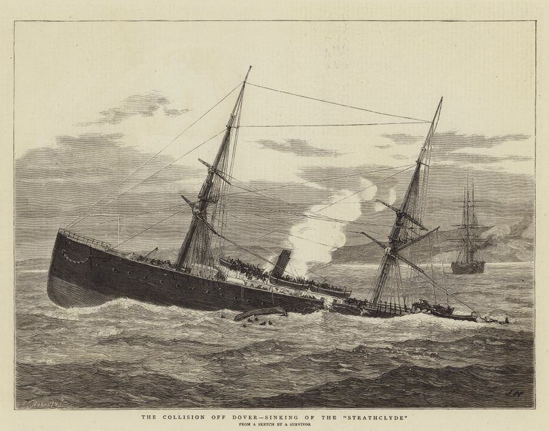 De botsing bij Dover, het zinken van de Strathclyde door Joseph Nash