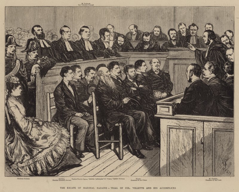 De Ontsnapping van Maarschalk Bazaine, Proces van Kolonel Villette en zijn Medeplichtigen door Joseph Nash