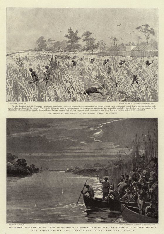 Het gevecht aan de Tana-rivier in Brits Oost-Afrika door Joseph Nash