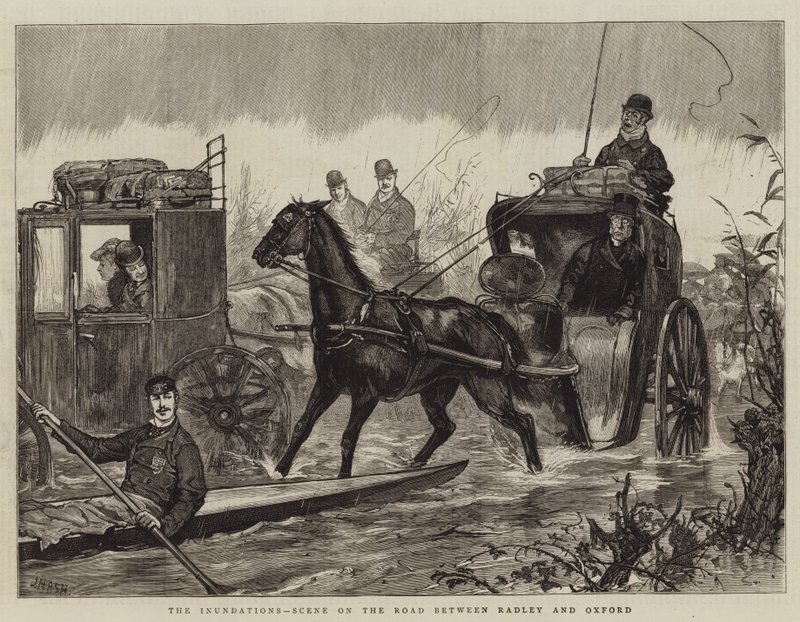 De Overstromingen, Scène op de Weg tussen Radley en Oxford door Joseph Nash