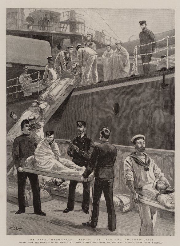 De Marine Manoeuvres, het Landen van de Doden en Gewonden Oefening door Joseph Nash