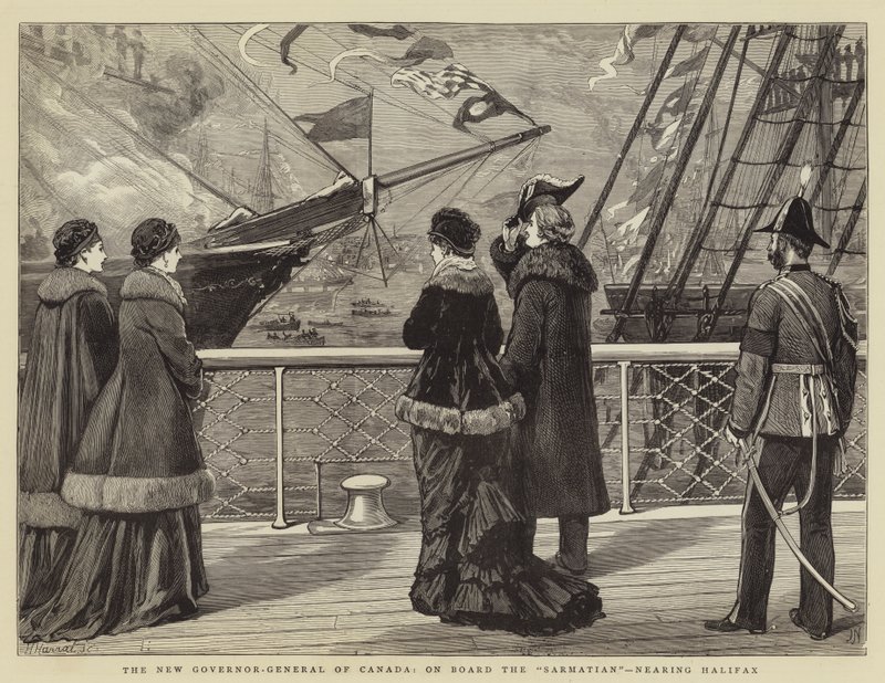 De nieuwe gouverneur-generaal van Canada, aan boord van de Sarmatian, nabij Halifax door Joseph Nash
