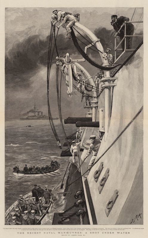 De recente marine-oefeningen, een schot onder water door Joseph Nash