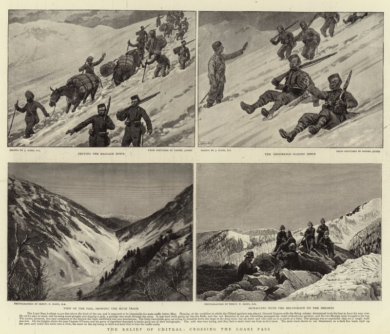 De Bevrijding van Chitral, het oversteken van de Loari Pas door Joseph Nash