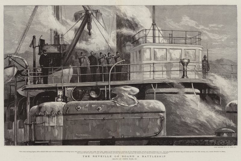 De reveille aan boord van een slagschip door Joseph Nash