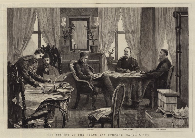 De Ondertekening van de Vrede, San Stefano, 3 maart 1878 door Joseph Nash