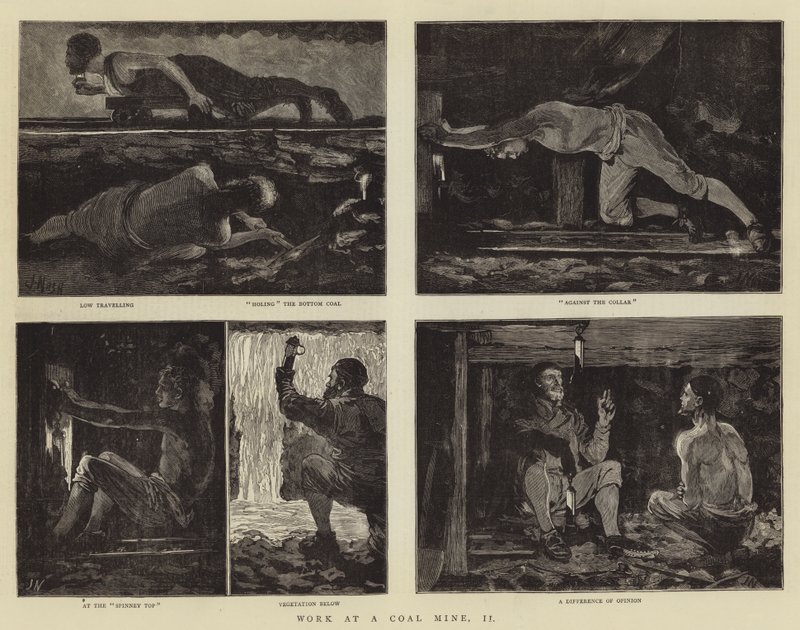 Werk in een kolenmijn, II door Joseph Nash