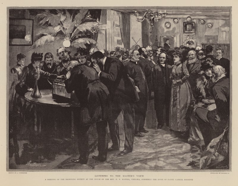 Luisteren naar de stem van Robert Browning door Joseph (after) Finnemore