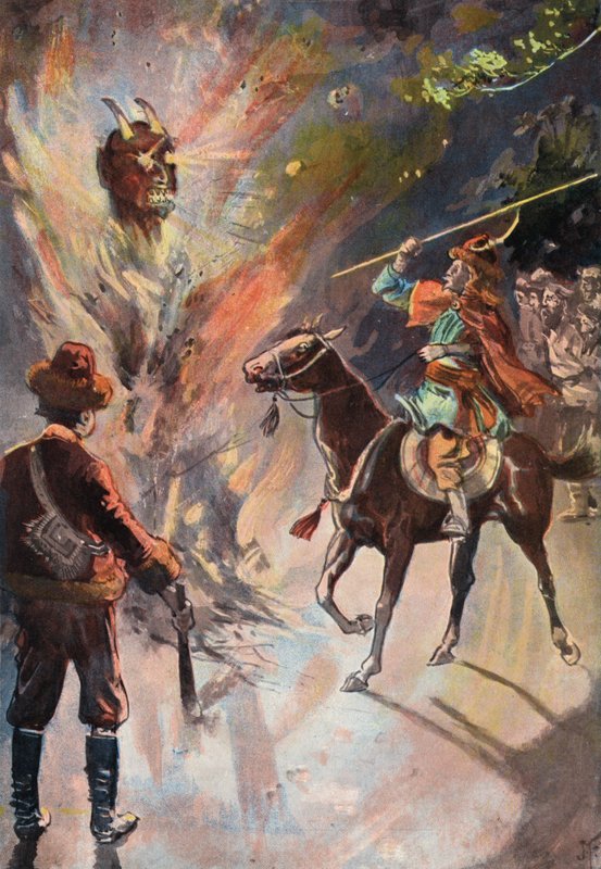 Robinson Crusoe: Vernietiging van het Tartaarse afgodsbeeld door Joseph (after) Finnemore