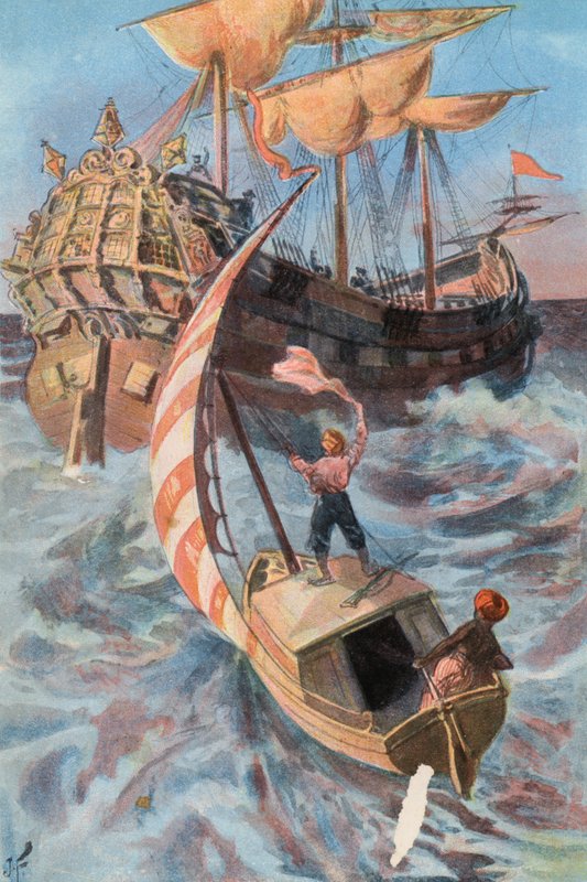 Robinson Crusoe: Ik word gered door een Portugees schip door Joseph (after) Finnemore