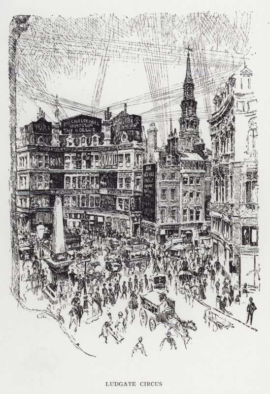 Ludgate Circus door Joseph (after) Pennell