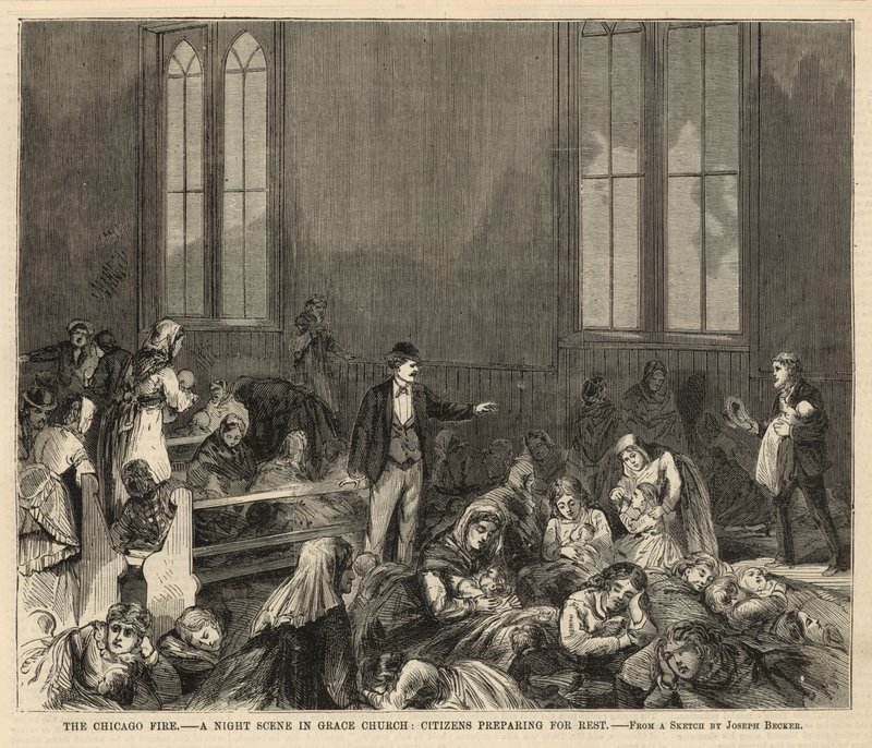 Een nachtscène in Grace Church door Joseph Becker
