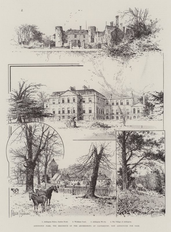 Addington Park, de residentie van de aartsbisschoppen van Canterbury, nu aangekondigd voor verkoop door Joseph Holland Tringham