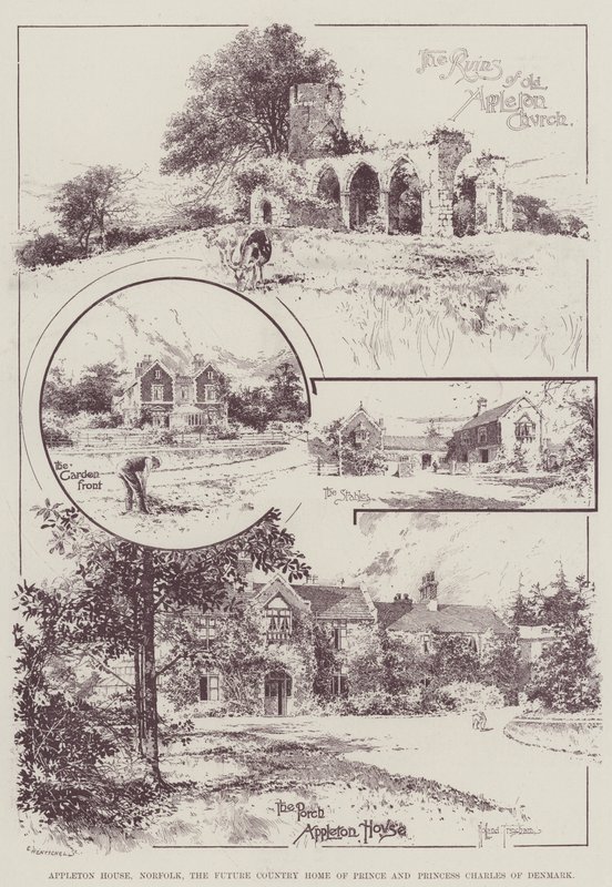 Appleton House, Norfolk, het toekomstige landhuis van prins en prinses Charles van Denemarken door Joseph Holland Tringham