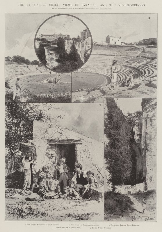 De Cycloon in Sicilië, Zichten van Syracuse en de Omgeving door Joseph Holland Tringham