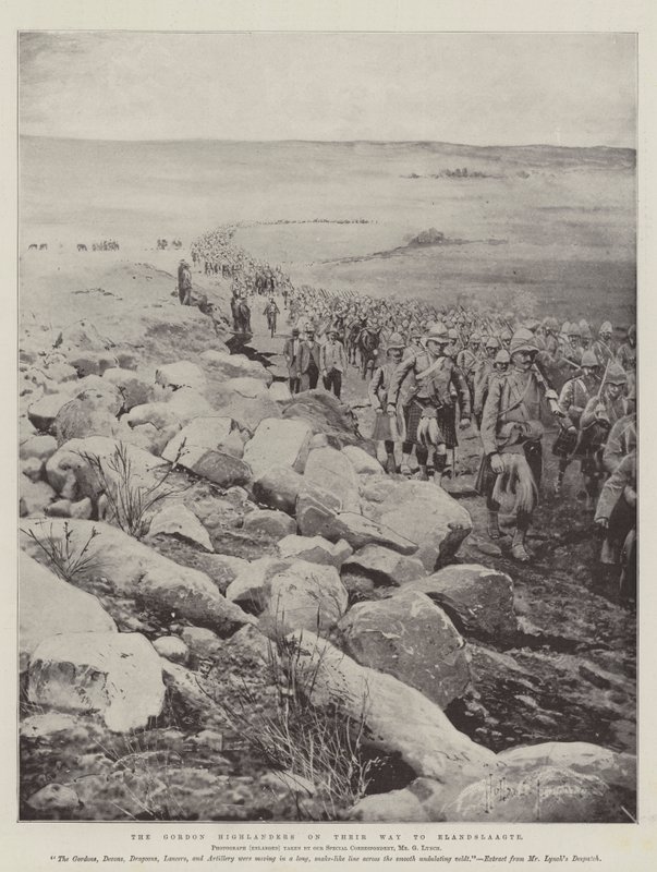 De Gordon Highlanders op weg naar Elandslaagte door Joseph Holland Tringham