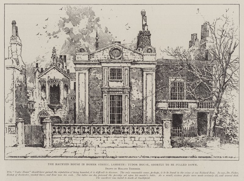 Het spookhuis in Homer Street, Lambeth, Tudor House, binnenkort gesloopt door Joseph Holland Tringham
